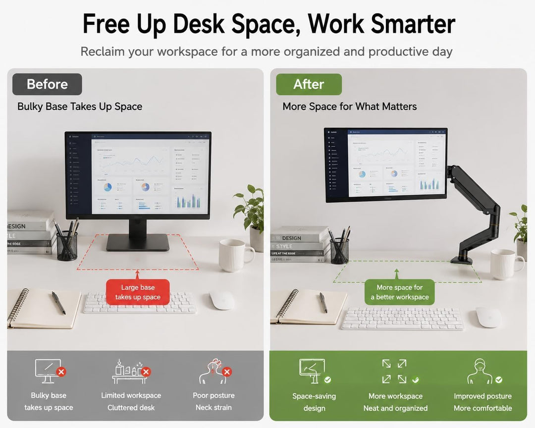 Monitor &amp; Laptop Halterung 2-in-1, verstellbare Armhalterung für 14-17 Zoll Notebook &amp; bis zu 32 Zol