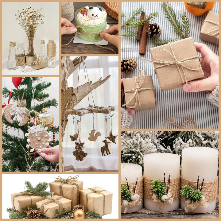 2 Stück 200m Jute-Schnur, 1mm Braun Juteschnur, Jutegarn Für Geschenkverpackungen, Hochzeitsdekorati