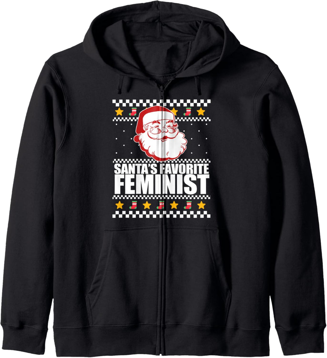 SANTA'S LIEBLING FEMINIST Hässliche Weihnachten Pullover Meme Kapuzenjacke
