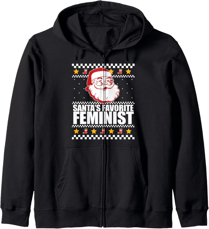 SANTA'S LIEBLING FEMINIST Hässliche Weihnachten Pullover Meme Kapuzenjacke