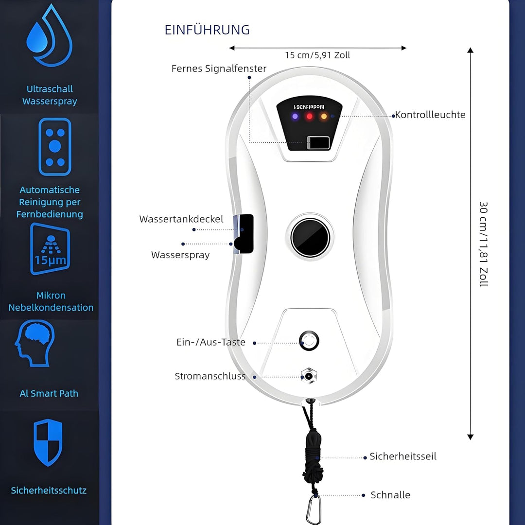 Fensterputzroboter Automatischer Fensterreinigungsroboter Fensterroboter Mit Wasserstrahl, Fensterre