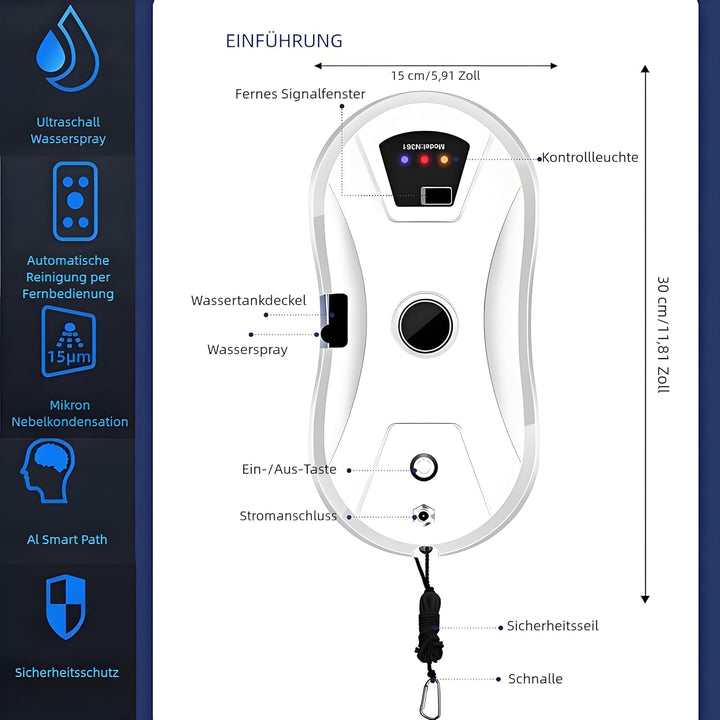 Fensterputzroboter Automatischer Fensterreinigungsroboter Fensterroboter Mit Wasserstrahl, Fensterre