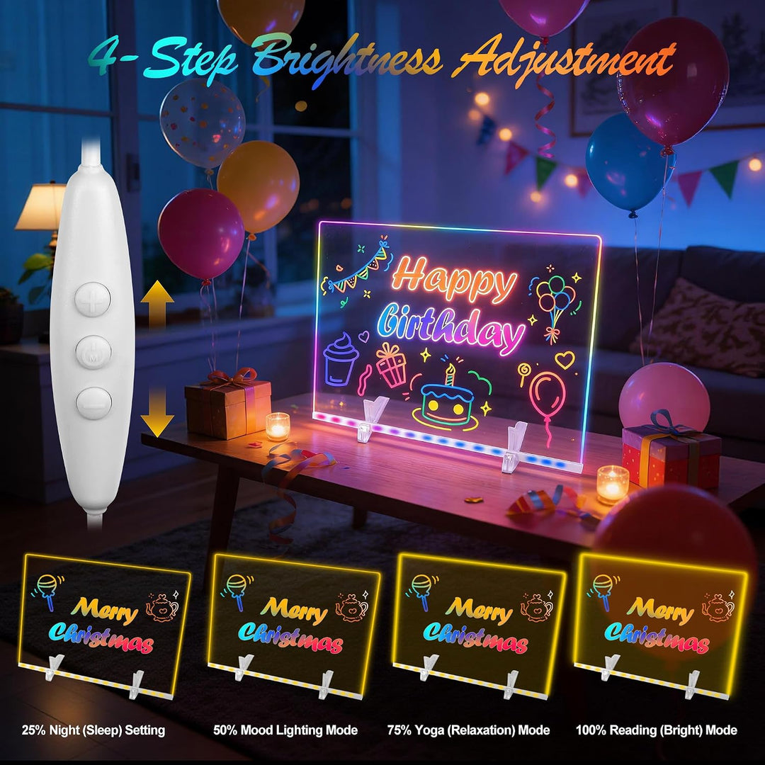 LED Zeichenbrett aus Acryl, 35 x 25 cm | Verbesserte Version von LED Maltafel Kinder, 13 Farben &amp; 6