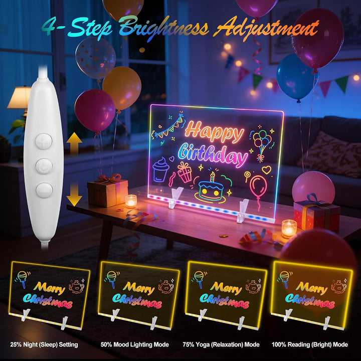 LED Zeichenbrett aus Acryl, 35 x 25 cm | Verbesserte Version von LED Maltafel Kinder, 13 Farben &amp; 6