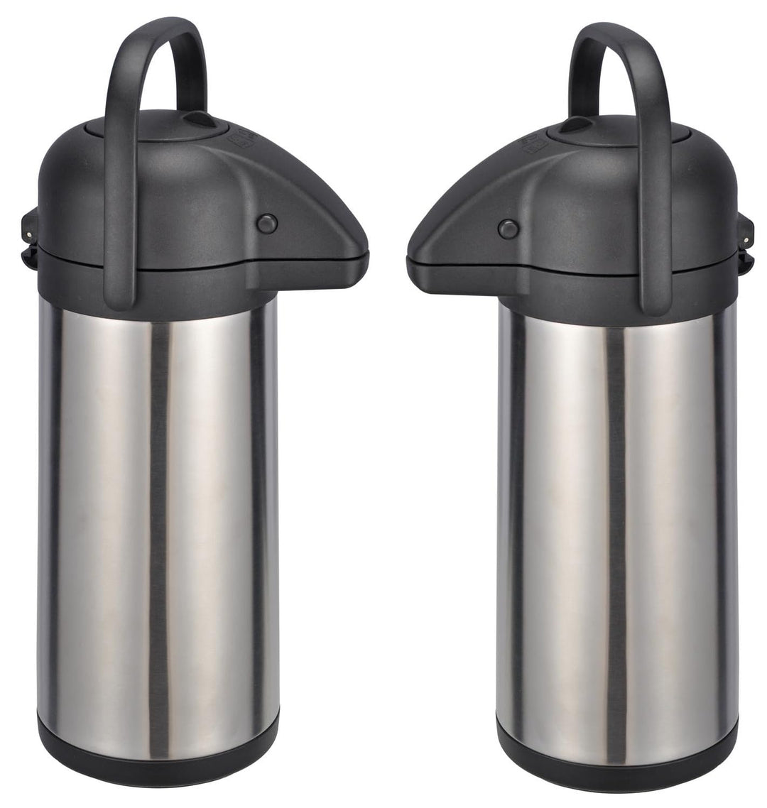 2x Thermoskanne 3 Liter Pumpkanne Kaffee Teekanne Warmhalte Airpot Isolierkanne Doppelwandig Getränk