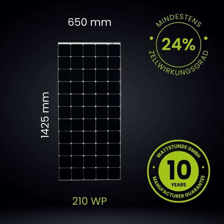 SOLA Frame Daylight 210Wp monokristallines Solarmodul mit SunPower Back-Contact-Technologie (210 W),