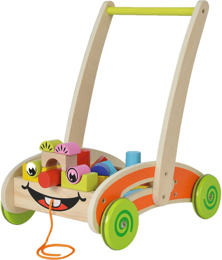 Eichhorn 100001833 - Eichhorn, Spiel- und Lauflernwagen - teilmontiert - mit 35 bunten Bausteinen au