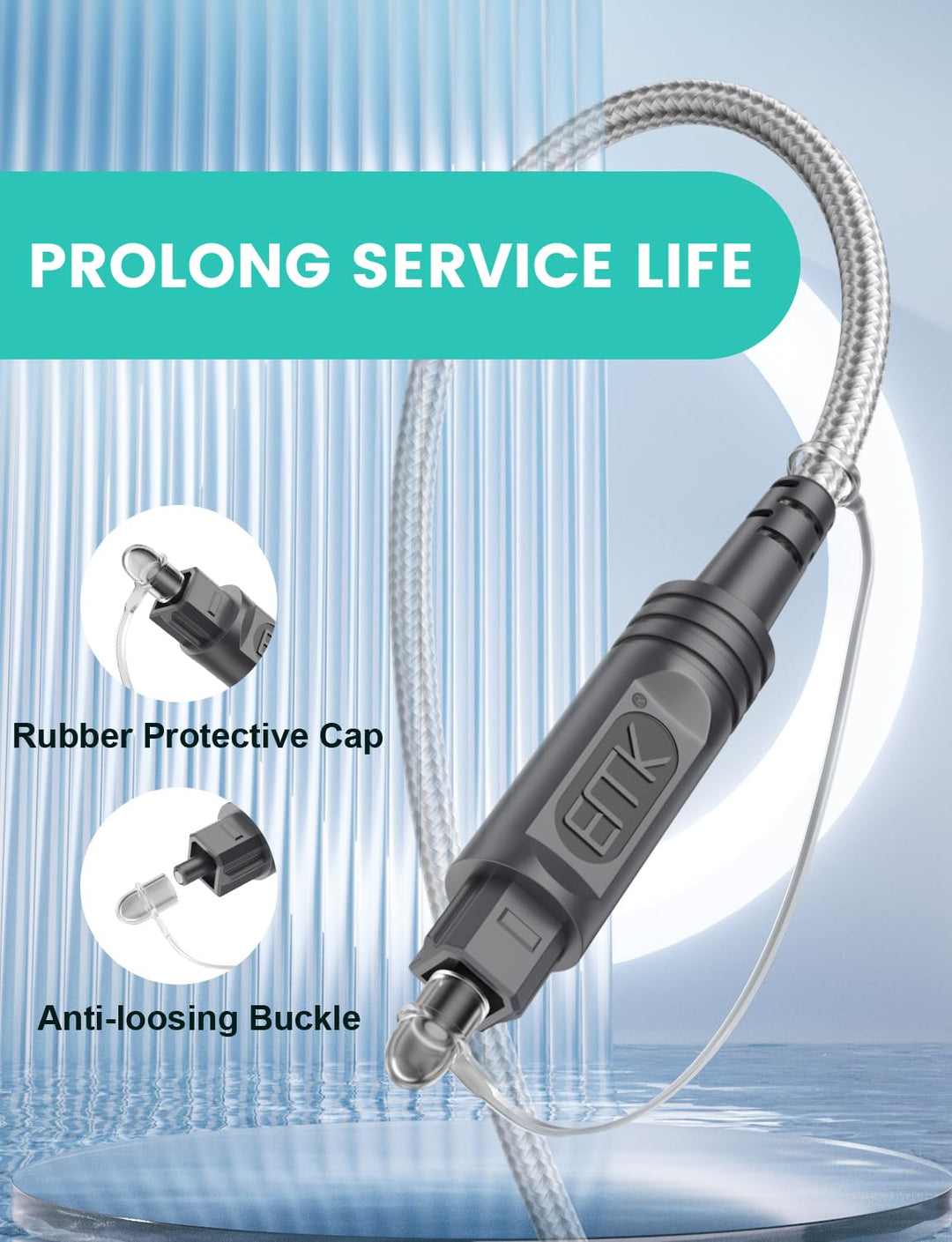 EMK Optisches Kabel Optisches Audiokabel Digital Toslink Kabel Spdif Kabel Kompatibel mit TV, Soundb
