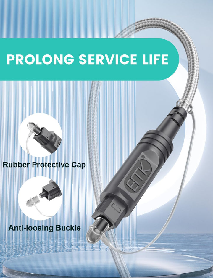 EMK Optisches Kabel Optisches Audiokabel Digital Toslink Kabel Spdif Kabel Kompatibel mit TV, Soundb