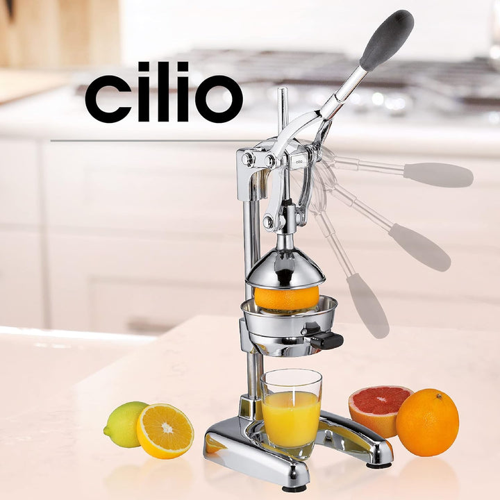 Cilio AMALFI Saftpresse Manuell | rostfreier Edelstahl | Zitruspresse Handpresse für 25% mehr Saft |