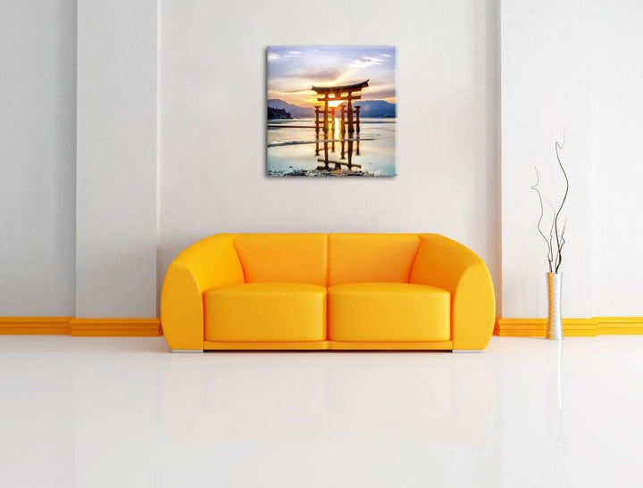 Pixxprint Torii Gate in Miyajima Japan als Leinwandbild/Grösse: 70x70 cm/Wandbild/Kunstdruck/fertig