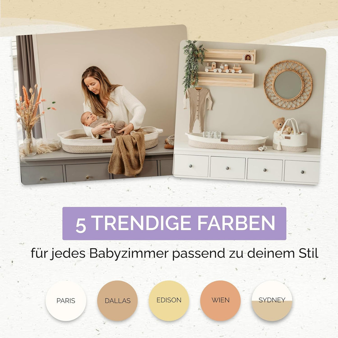 Yunioo deluxe Wickelauflage, Baby Wickelkorb mit Reise-Wickelunterlage, Schaumstoffmatratze und wass