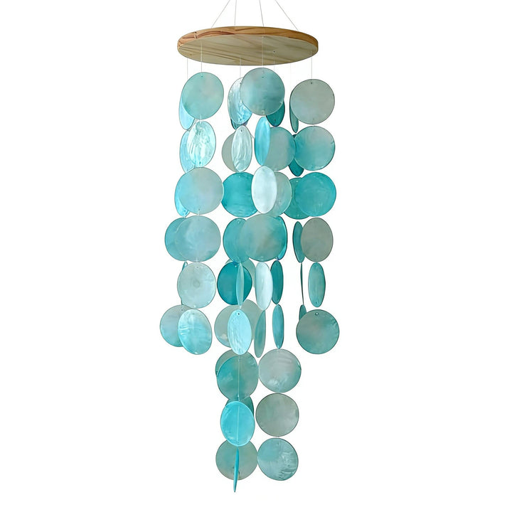 Muschel Windspiel aus echten Capiz Muscheln, Boho Deko Hängend für Balkon Garten Terrasse, 45 cm Win