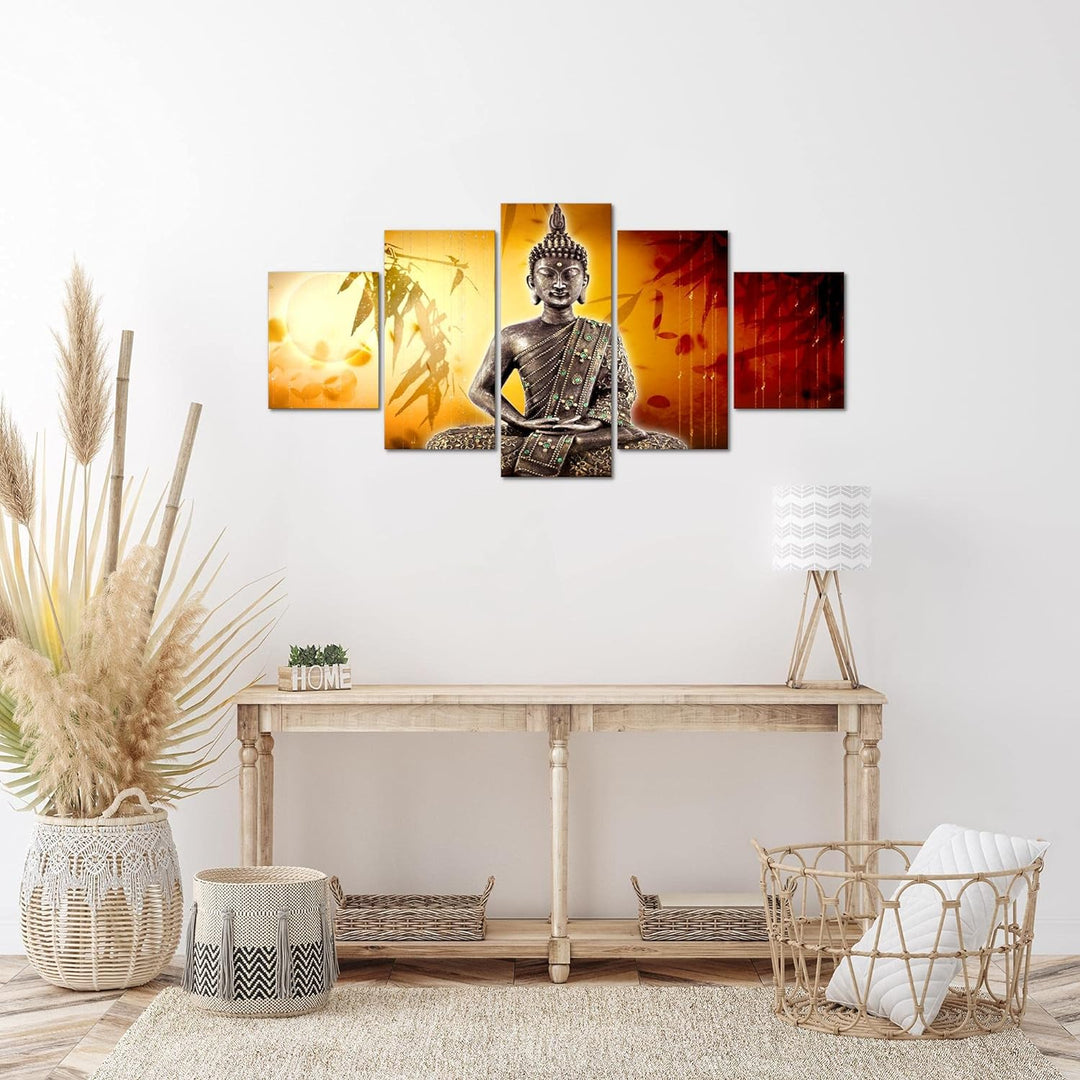 Runa Art Wandbilder Buddha 5 Teilig Bild auf Vlies Leinwand Deko Wohnzimmer Schlafzimmer Relax zen O