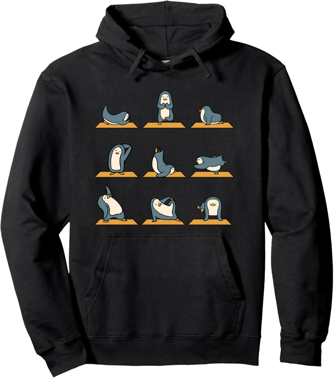 Penguin Meditation Yoga Art Funny Pose Basic Yoga Lover Gift Pullover Hoodie