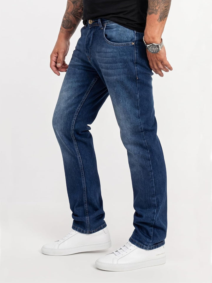 Rock Creek Herren Jeans Hose Denim Blau Straight-Cut Gerades Bein RC-2091 29W / 32L Blau - Rc-3120,