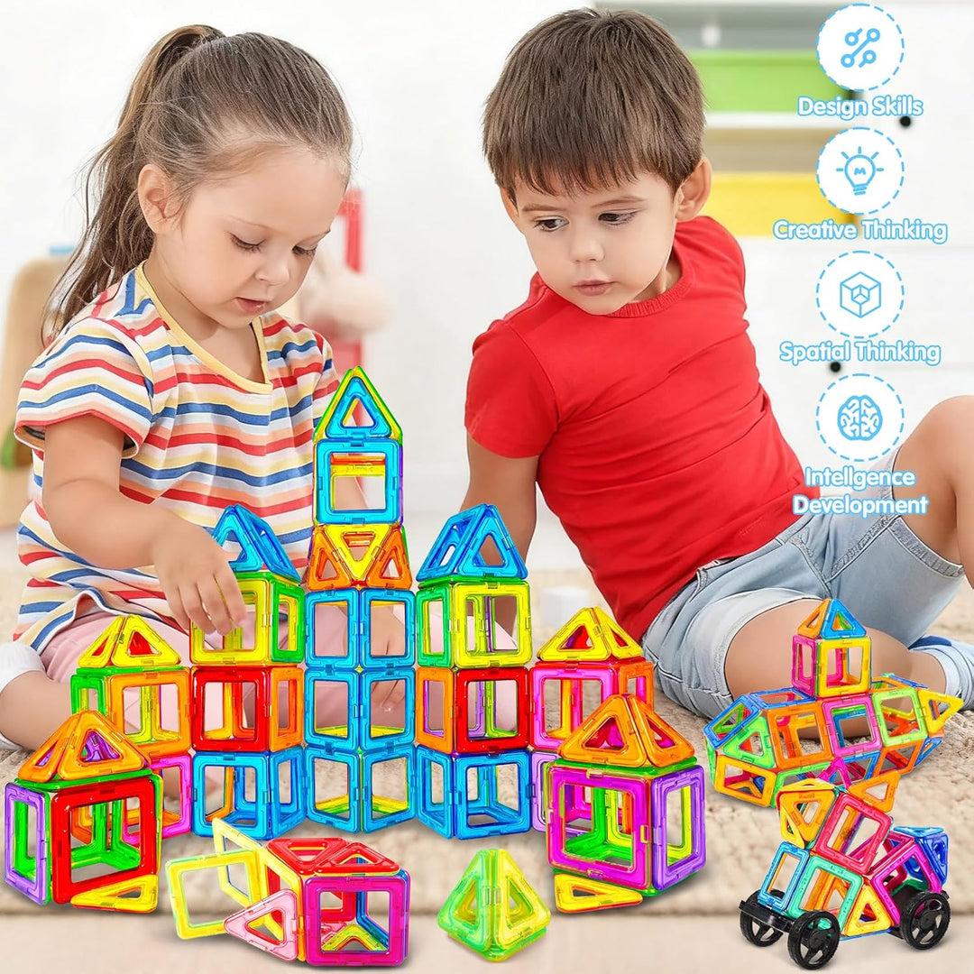 GMUFTIR Magnetische Bausteine, 66 Teile Magnetspielzeug Magneten Kinder, Kinderspielzeug, Magnetbaus
