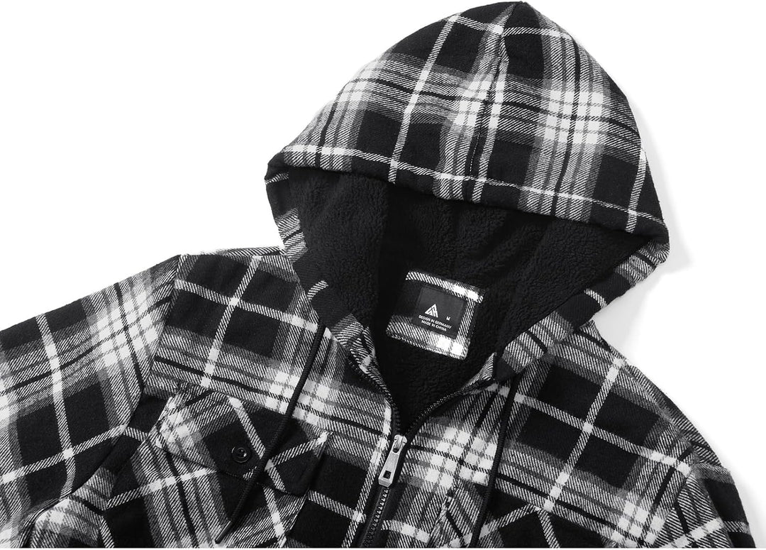 JACKETOWN Hemdjacke Kariertes Herren hoodies Flanelljacke Warm Thermohemd Herren Holzfäller Jacke Ve
