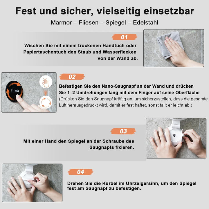 Robofun Schminkspiegel mit Beleuchtung und Nanometer Stark Saugnapf, Kosmetikspiegel 20 fache mit Be