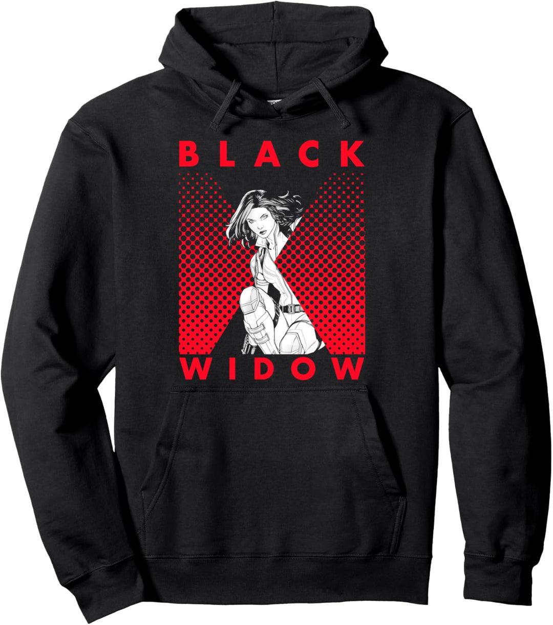 Marvel Black Widow Halftone Portrait Logo Pullover Hoodie