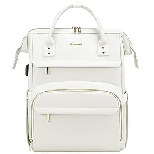 LOVEVOOK Rucksack Damen, Wasserdicht Laptoprucksack 15,6 Zoll Gross PU Schulrucksack Tasche mit USB