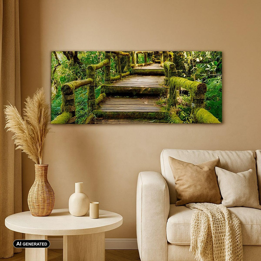 Panorama Bilder auf Leinwand 100x40cm Leinwandbild Asien natur park brücke Gross Wanddeko Bild Schla