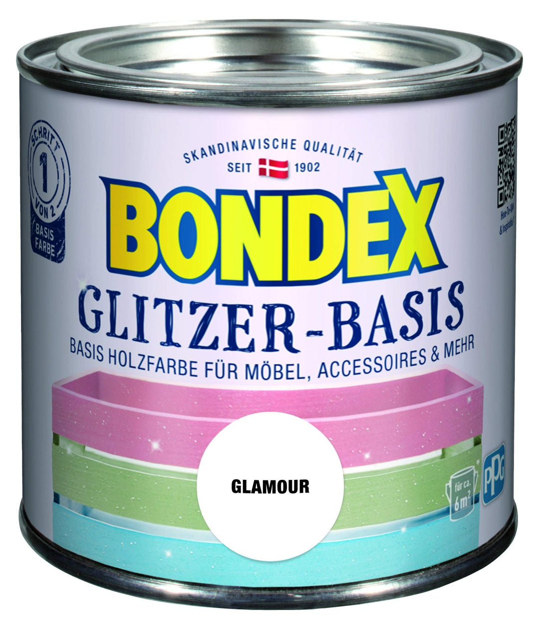 Bondex 424665 Glitzer-Basis glamour 0,5 L - Farbe Mit Glitzer Für 6m² - Glitzerfarbe schützt Holz un