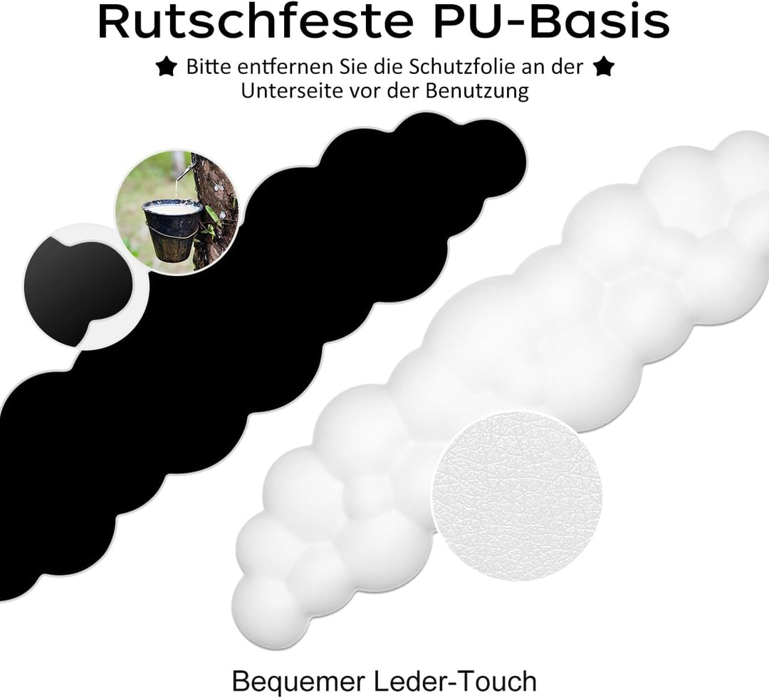 JIKIOU Cloud Handgelenkauflage Tastatur aus Leder mit rutschfester PU-Basis, bequemer Memory-Schaum