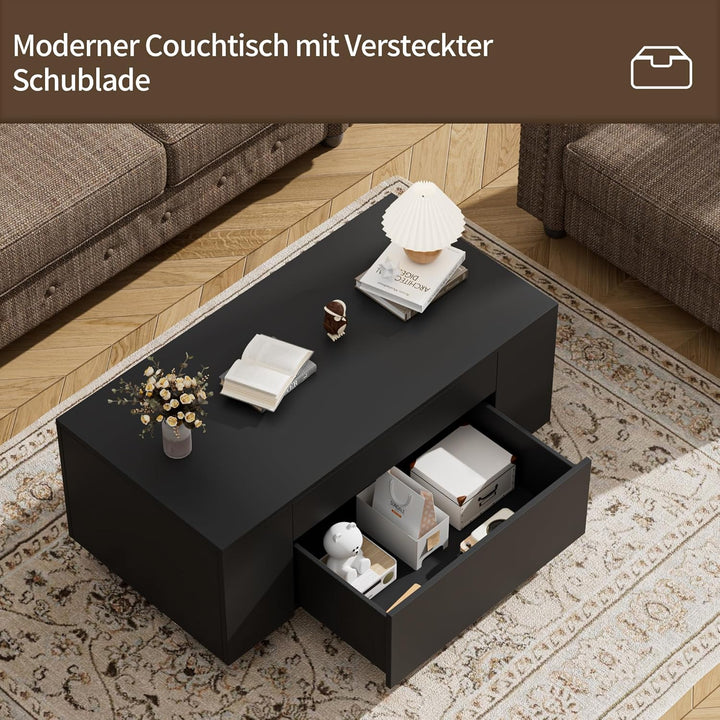 BonVache Couchtisch, Beistelltisch Couch, Wohnzimmertisch Holz mit Stauraum, Coffee Table, Kaffeetis