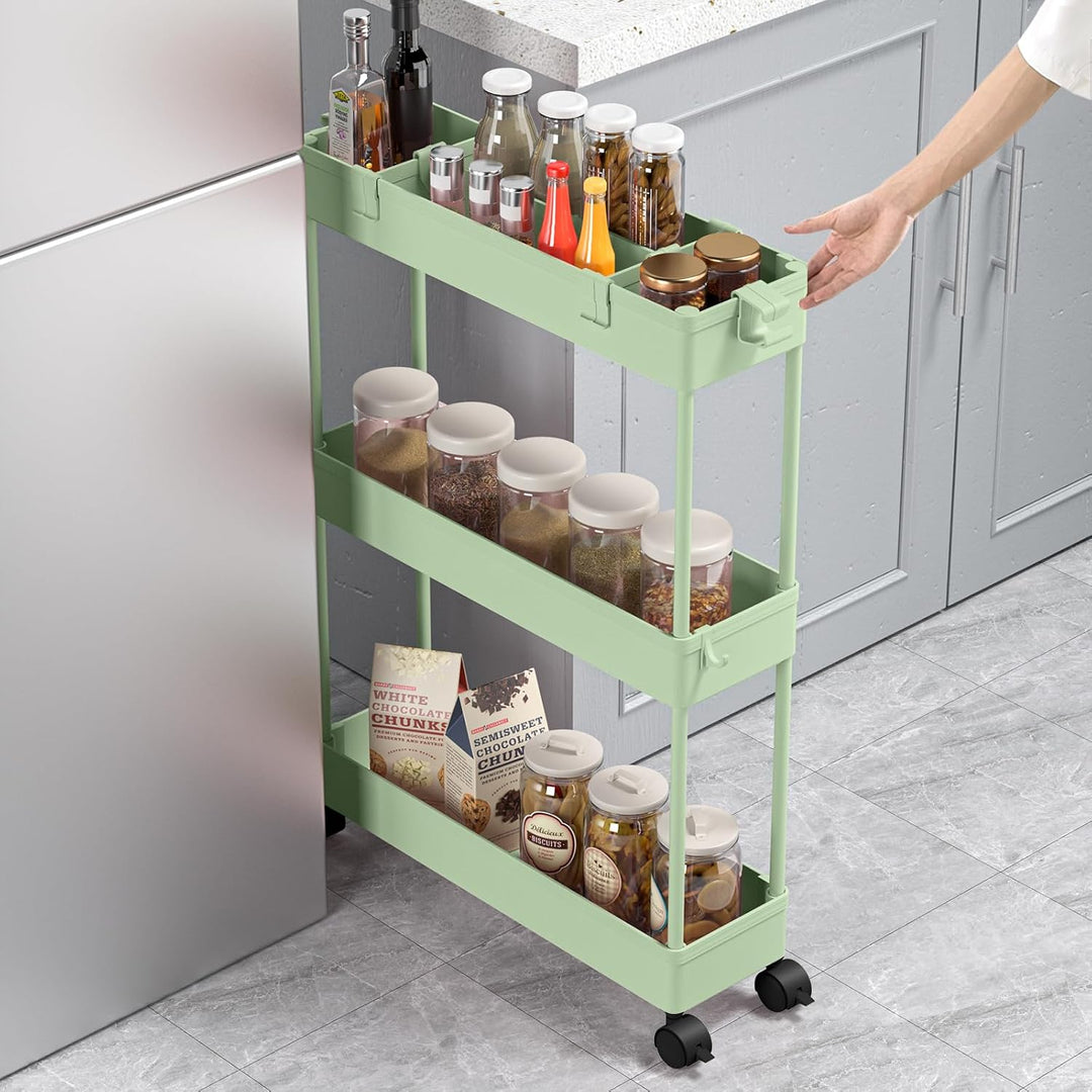 SPACELEAD Schlanker Regalwagen, 3 Etagen, Badezimmer-Organizer, rollbarer Allzweckwagen, Mobile Rega
