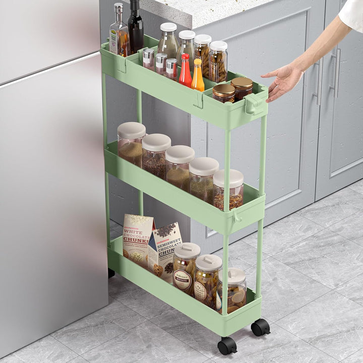 SPACELEAD Schlanker Regalwagen, 3 Etagen, Badezimmer-Organizer, rollbarer Allzweckwagen, Mobile Rega