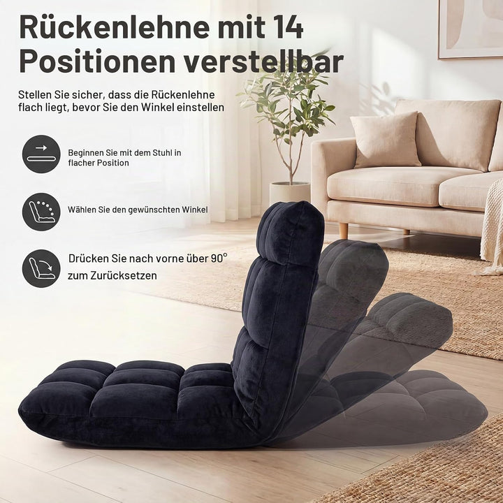 RELAX4LIFE Bodenstuhl Klappbar, Bodensessel mit Verstellbarer Rückenlehne &amp; Liegefunktion, Relaxsess