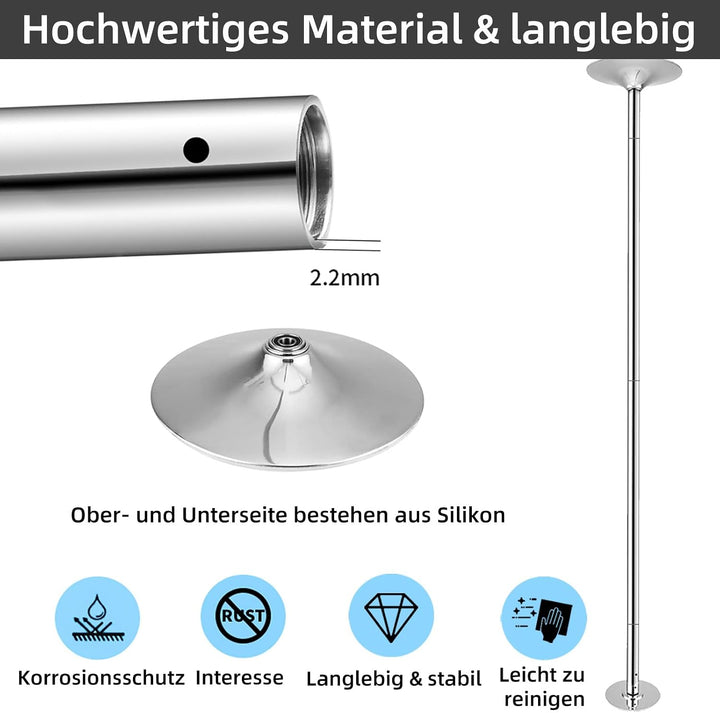 45MM Dance Pole Stange - Hochwertige Höhenverstellbare Poledance Stange für das Tanzen im Innenberei