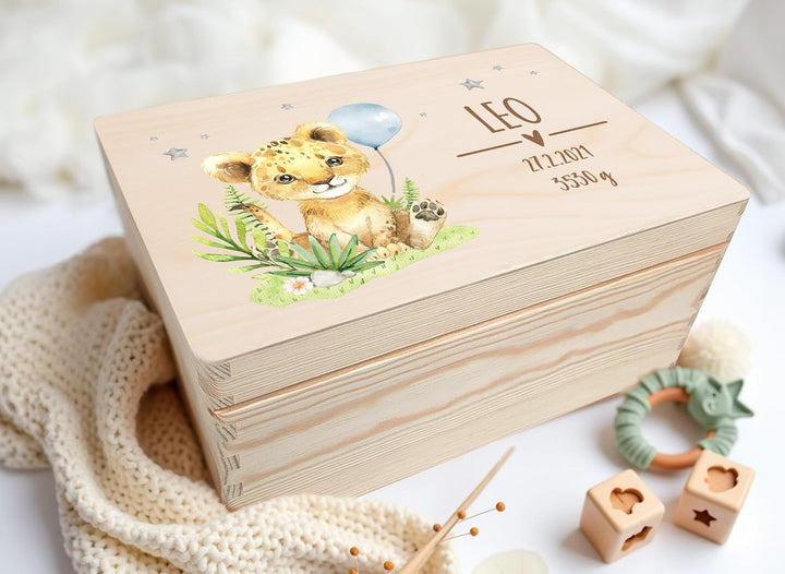 Little Deco Personalisierte Erinnerungskiste aus Holz | M - 30 x 20 x 13 cm - Design 2 | Erinnerungs