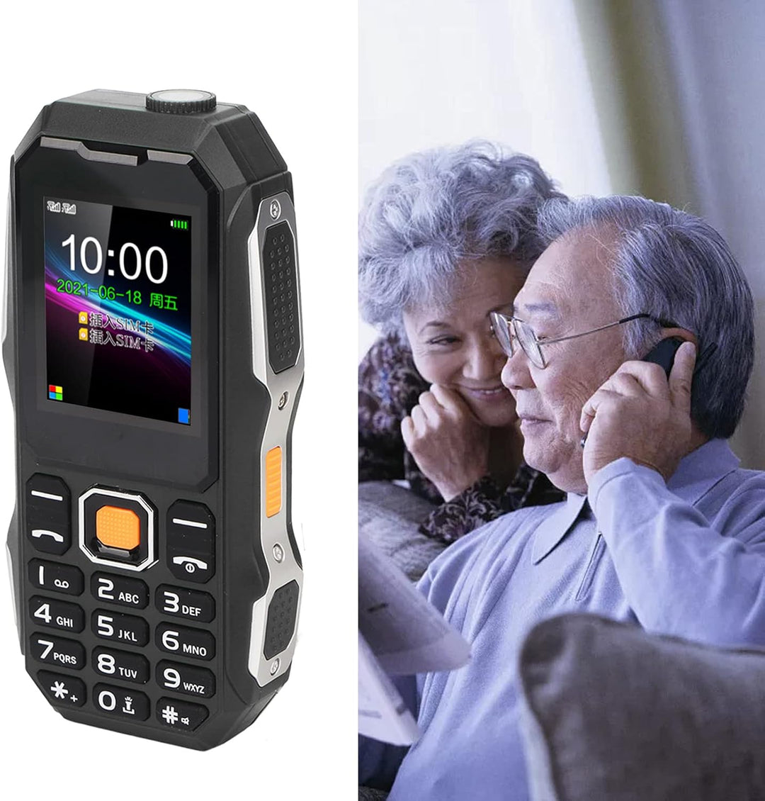 W2021 1,8 Zoll Senioren Handy, Wasserdichtes, Staubdichtes Anti Vibrations Handy mit Grosser Hupe fü