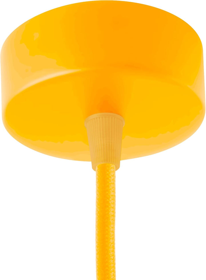 AMARCORDS - 3 Baldachin rosetten aus Metall, Farbe ZITRONE, Lampengehäuse komplett mit Kabelklemmenz