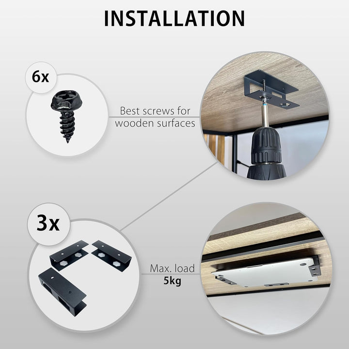 MyGadget Metall Laptop Halterung unter Schreibtisch - [ bis max. 30 mm Dicke ] - mit Silikon Kratzsc