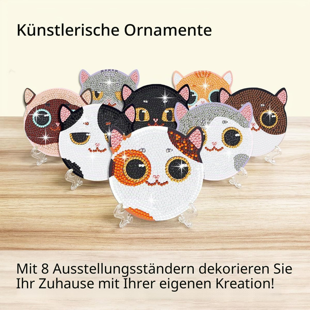 Muzagroo Art Diamond Painting Diamond Painting Bilder Set mit Halter, lächelnde Katzen für Anfänger