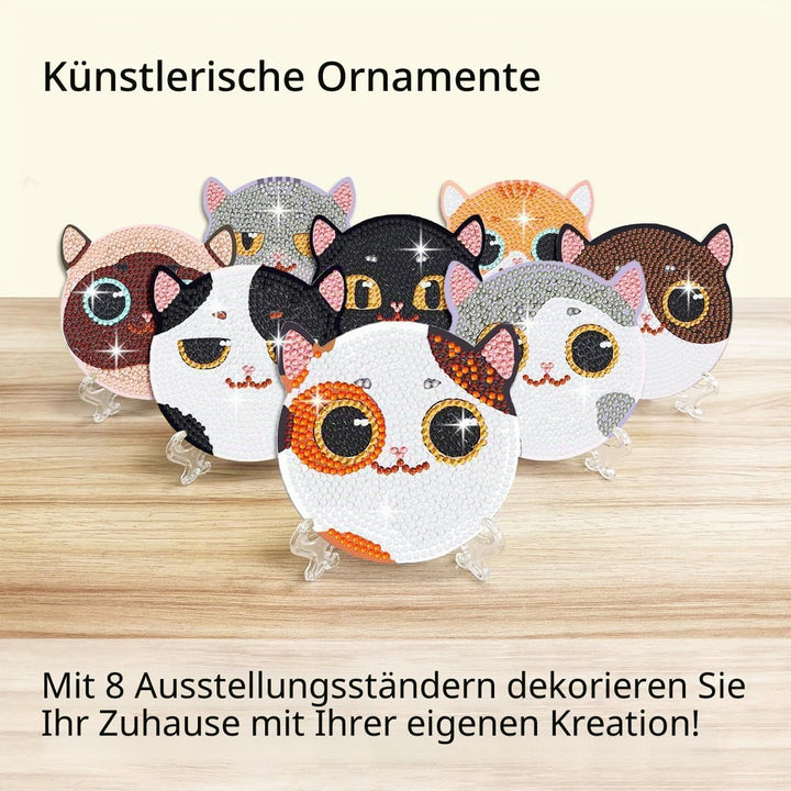 Muzagroo Art Diamond Painting Diamond Painting Bilder Set mit Halter, lächelnde Katzen für Anfänger