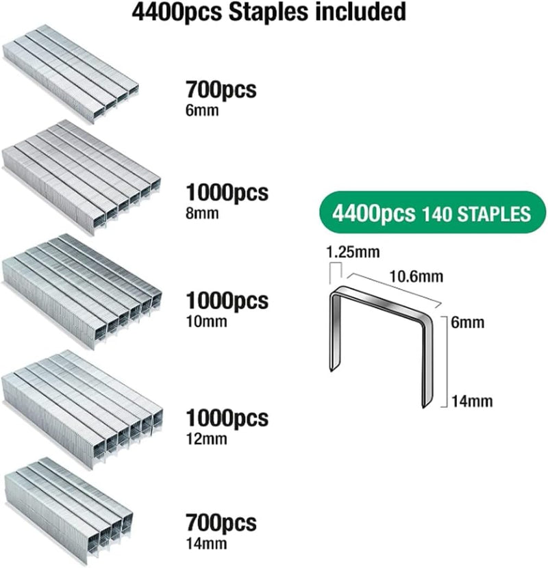 Tacwise 1287 A14014V Druckluft-Polstertacker Set mit Typ 140/6-14mm Heftklammer-Multipack (4400 Stüc