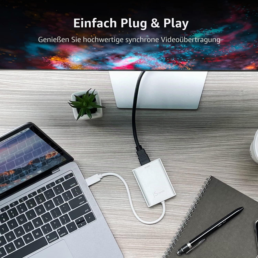 j5create USB 3.0 zu 4K HDMI Display-Adapter- USB 3.0 Typ-A Stecker | HDMI Buchse | 4K UHD | Auflösun