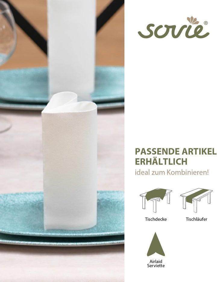 Sovie HORECA | Tischdeckenrolle | Linclass® Airlaid | 118 cm x 25 m | für Hochzeit, Geburtstag, Tauf