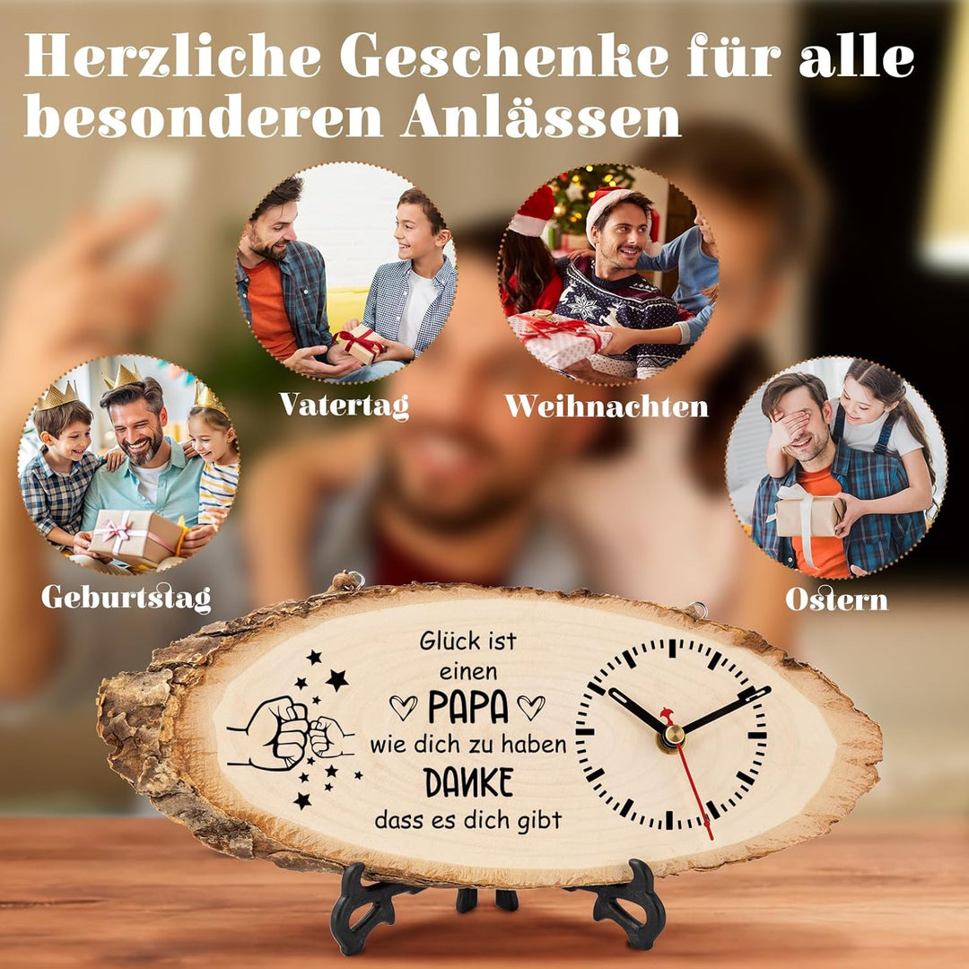KAAYEE Papa Geschenk, Holzuhr Geschenke für Papa zum Vatertag Geburtstag Valentinstag Ostern, Bester