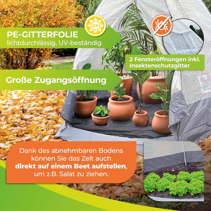 BioGreen Überwinterungszelt/Foliengewächshaus Tropical Island XL | lichtdurchlässige PE-Gitterfolie