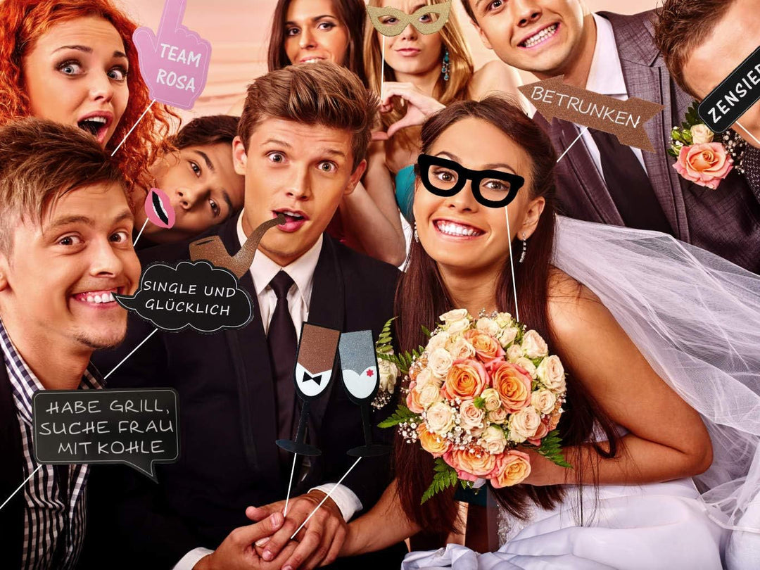 Fotorequisiten Hochzeit Fotobox Accessoires - Photo Booth Mit Deutschen Frechen Sprüchen Extra Gross