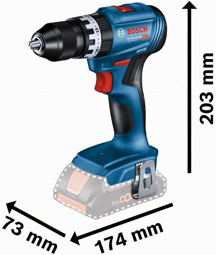 Bosch Professional 18V System Akku Schlagbohrschrauber GSB 18V-45 (Drehzahl 1.900 min⁻¹, inkl. 2x 3.