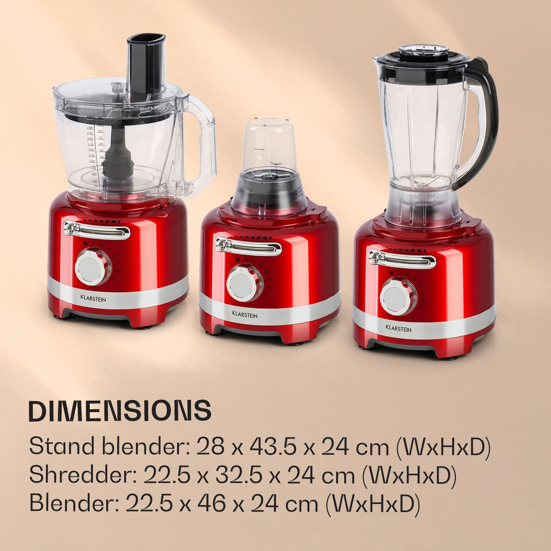 Klarstein Luca Multifunktionsmixer Standmixer Zerkleinerer Küchenreibe Saftpresse Food Processor, 10