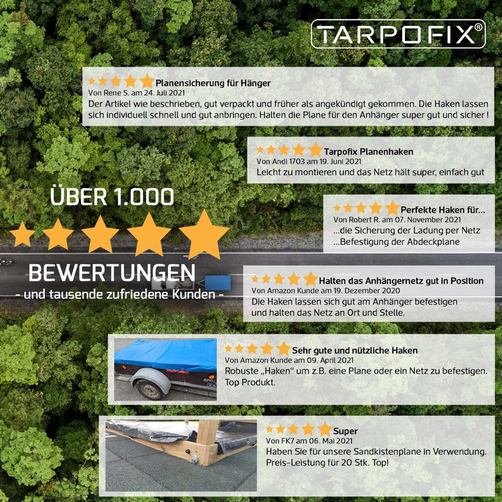 Tarpofix® Dreiloch Planenhaken Netzhaken inkl. Blindnieten für Anhänger Plane & Anhängernetz (10 Stk