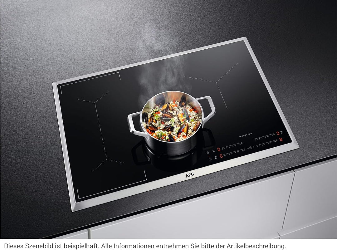 AEG IKE84441XB Autarkes Kochfeld / Herdplatte mit Touchscreen, Topferkennung &amp; Hob²Hood-Funktion / I