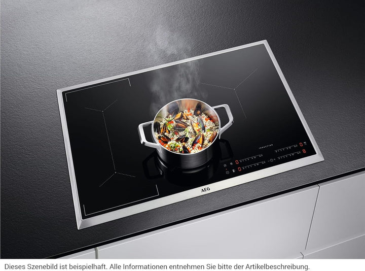 AEG IKE84441XB Autarkes Kochfeld / Herdplatte mit Touchscreen, Topferkennung &amp; Hob²Hood-Funktion / I